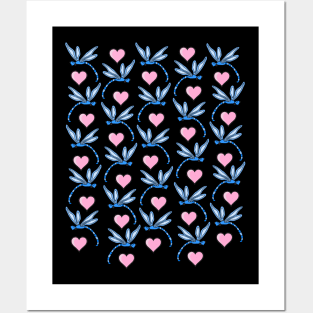 Blue Dragonflies and Pink Hearts Posters and Art